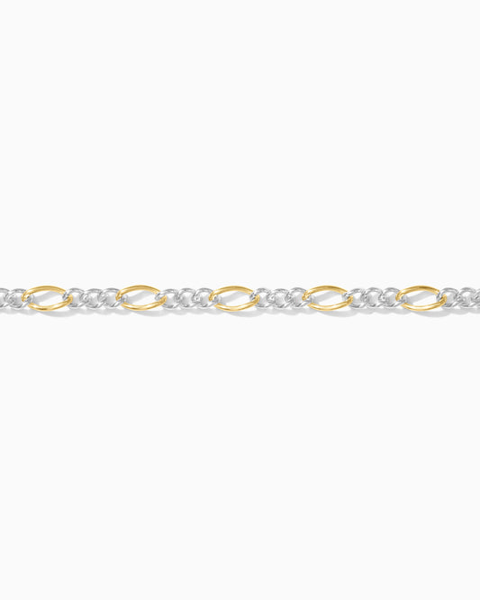 2.6mm Figaro Chain Gold Filled w/ 3 Silver Links, M231
