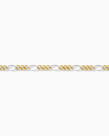2.3mm Figaro Chain Silver w/ 3 Gold Links, M232