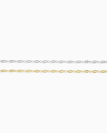 2mm Alternate Dapped Paperclip Chain, S235, G235