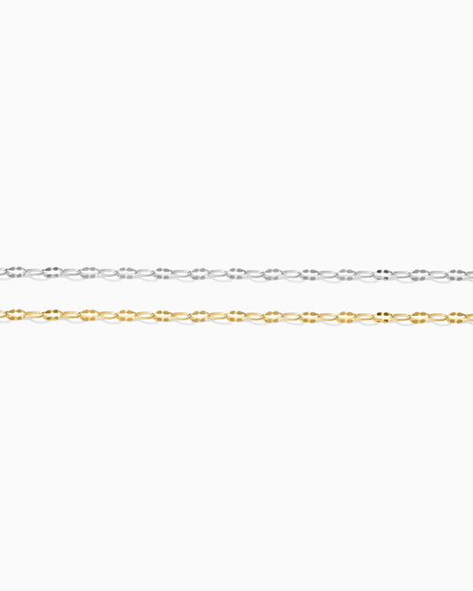 2mm Alternate Dapped Paperclip Chain, S235, G235