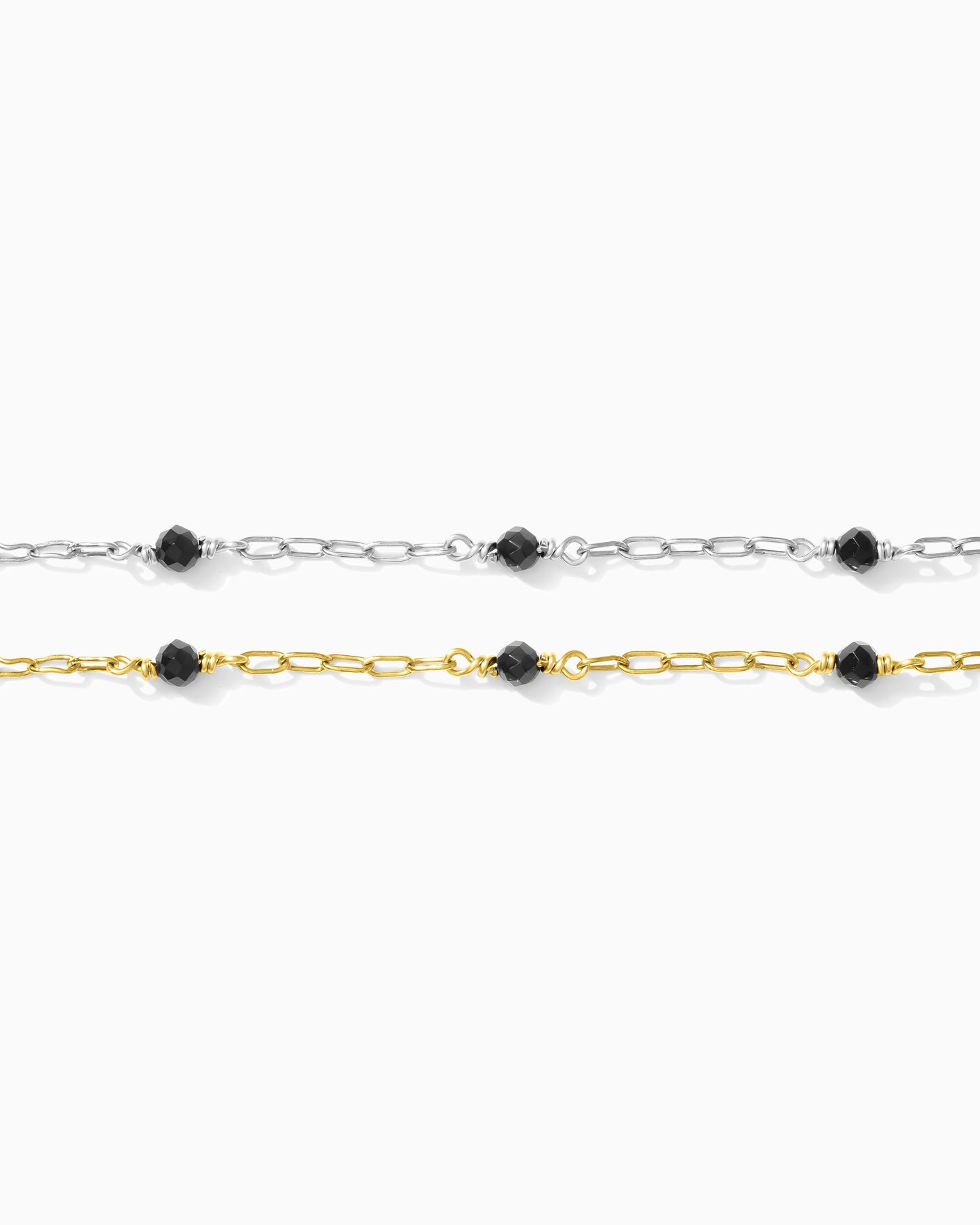 1.6mm Paperclip Chain with Genuine Black Onyx, G238