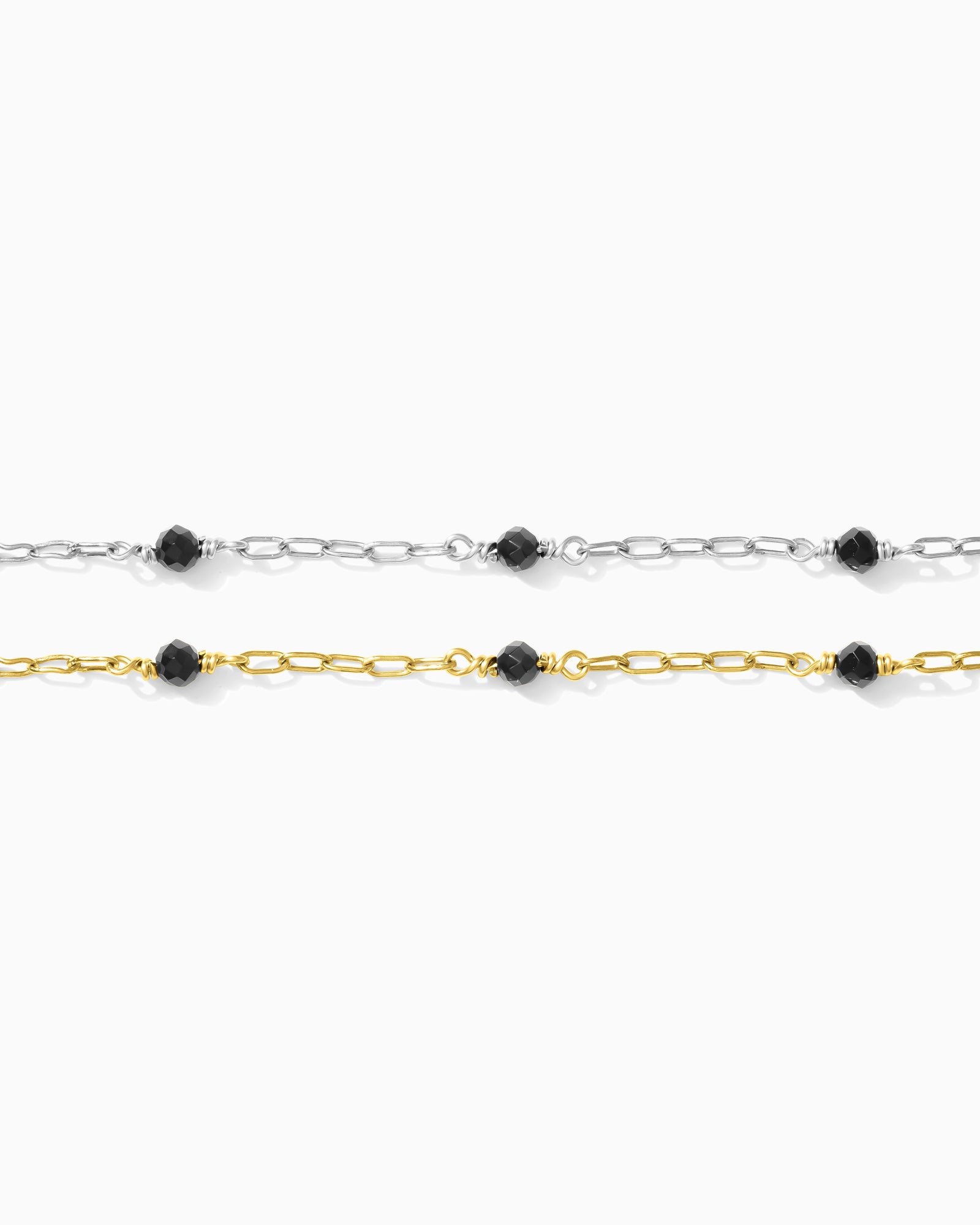 1.6mm Paperclip Chain with Genuine Black Onyx, G238