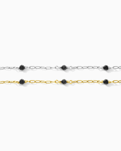 1.6mm Paperclip Chain with Genuine Black Onyx, G238