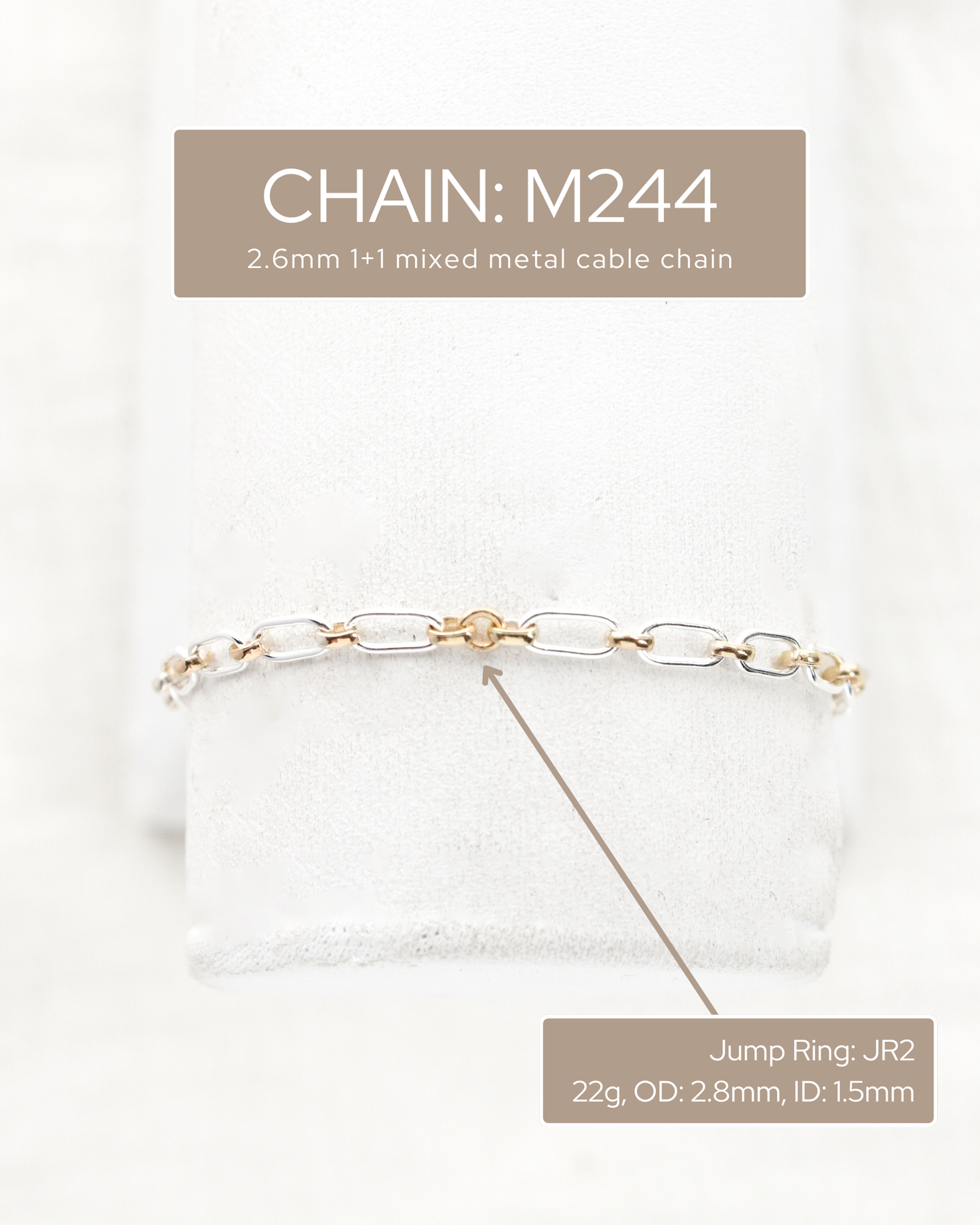 2.6mm 1+1 Mixed Metal Cable Chain, M244