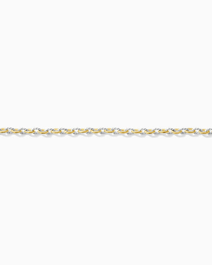 2.2mm Alternate Twisted Mixed Metal Paperclip Chain, M250