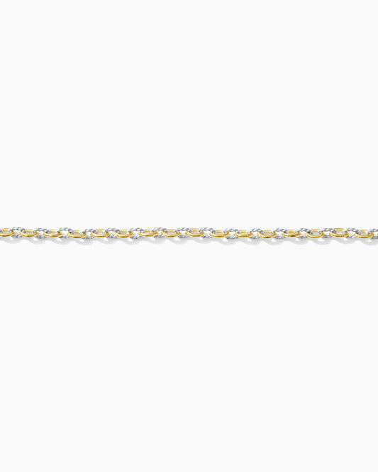 2.2mm Alternate Twisted Mixed Metal Paperclip Chain, M250
