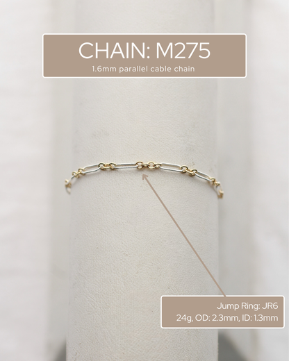 2.3mm Patterned Long and Short 1+3 Mixed Metal Chain, M275