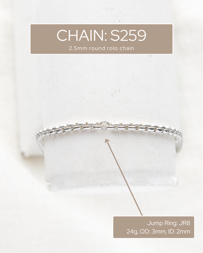 2.5mm Round Rolo Chain, S259