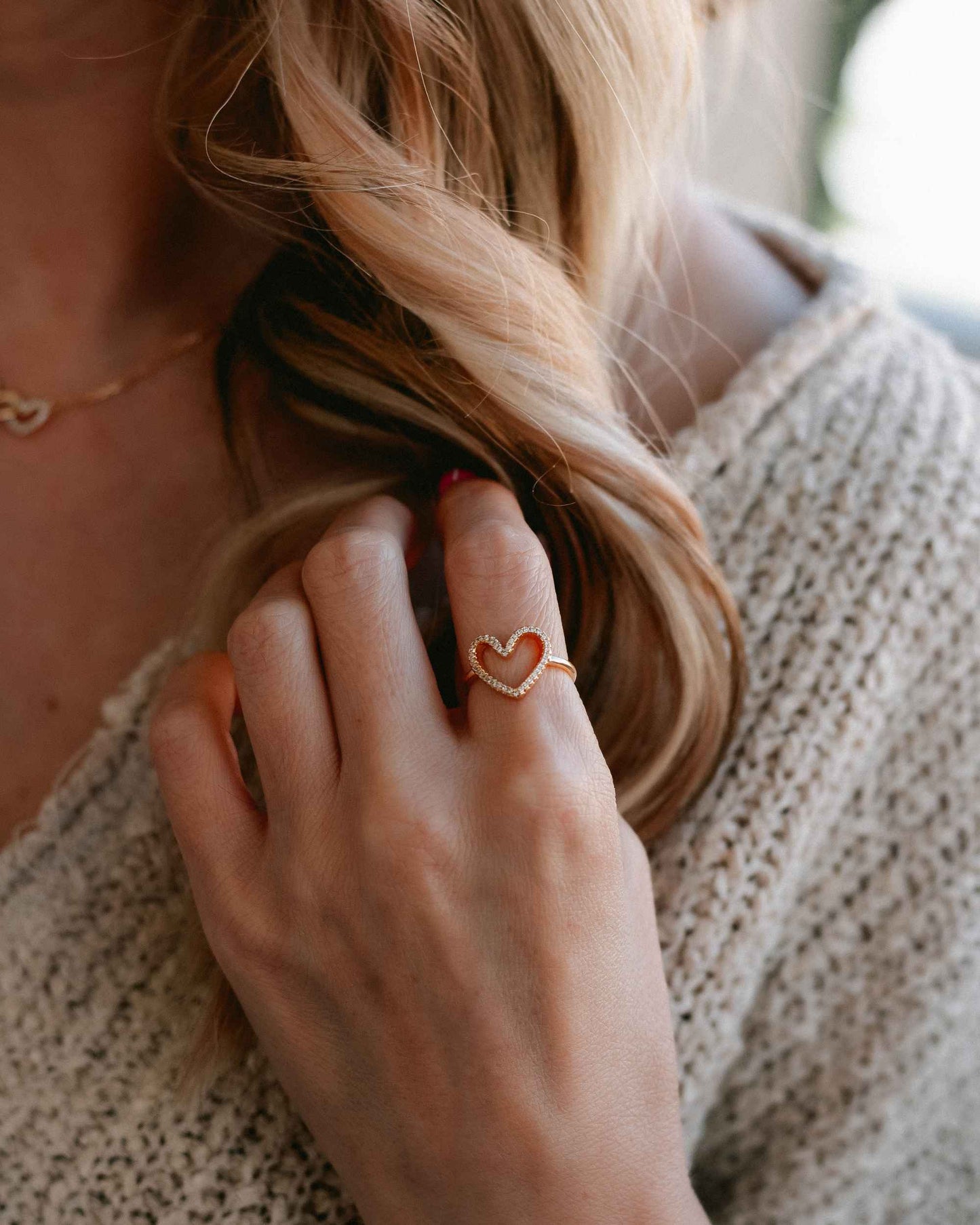 Open Heart Pave Ring, R43