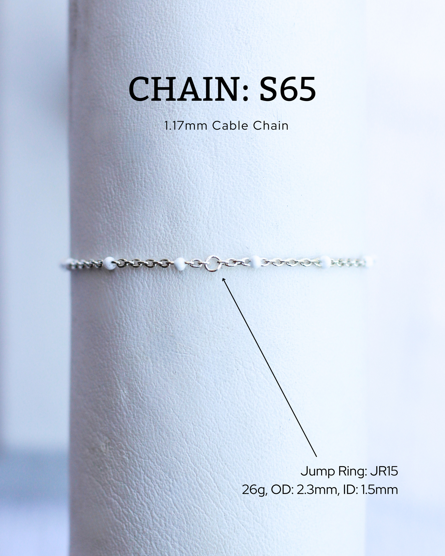1.1mm Cable Chain with White Dots, S65