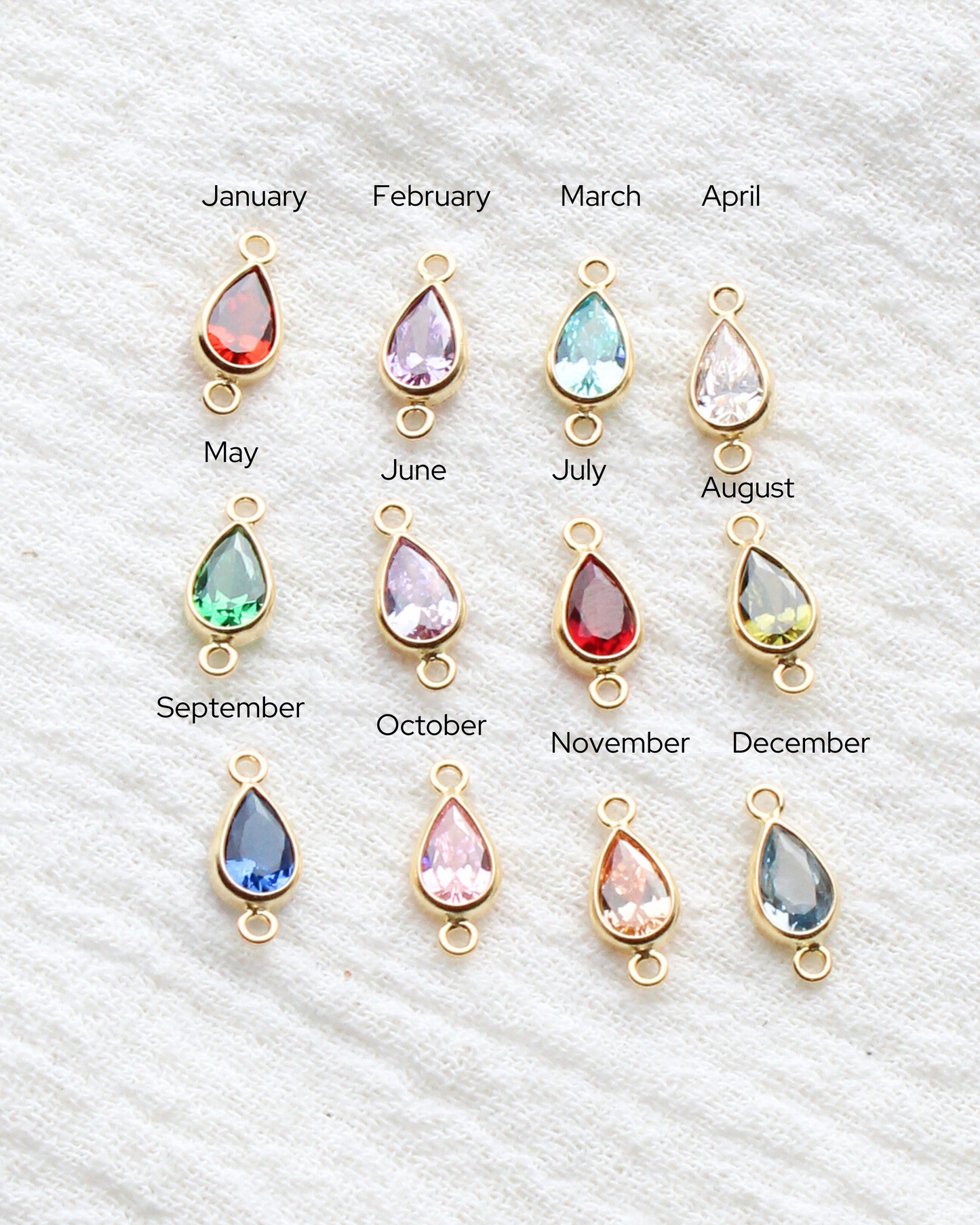 Teardrop Birthstone Bezel Connector, CN399