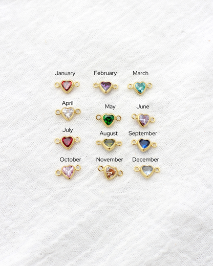 4mm Horizontal Heart Shaped Birthstone Connector, CN337