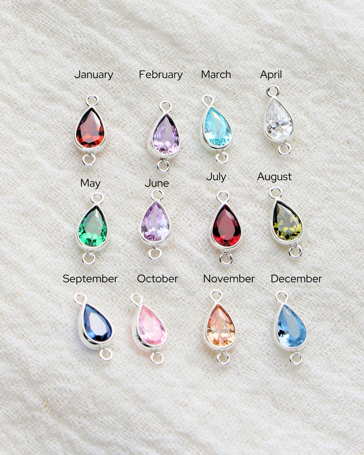 Teardrop Birthstone Bezel Connector, CN399