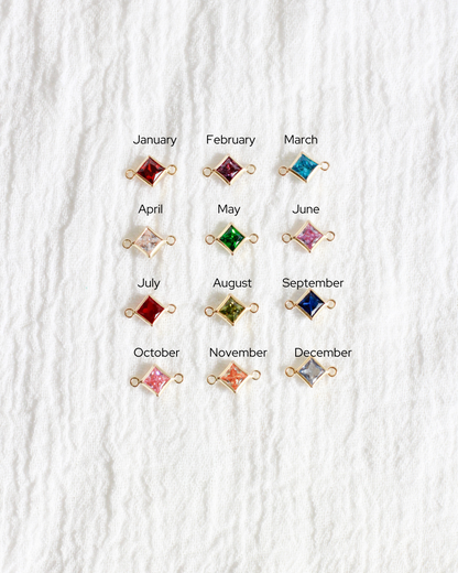 4mm CZ Diamond Shaped Birthstone Connector, CN308