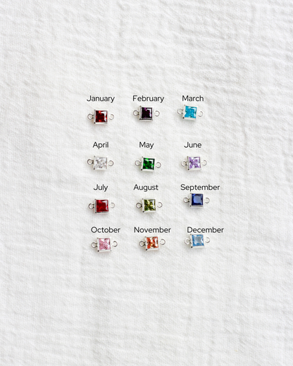 4mm CZ Square Shaped Birthstone Connector, CN307