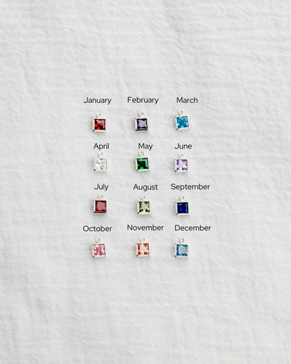 4mm Square Birthstone Charms, CH252