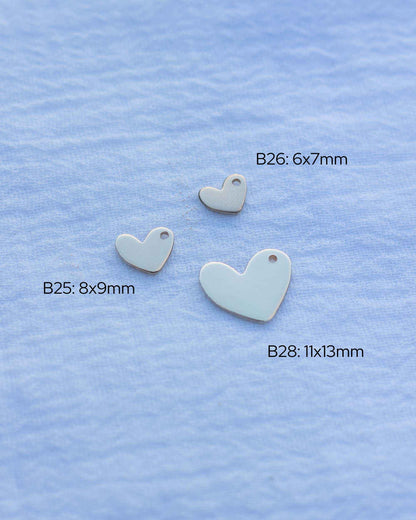 11x13mm Heart Blank with One Hole, B28
