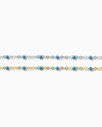 1.7mm Flat Cable Chain with Blue Dots, G74, S74
