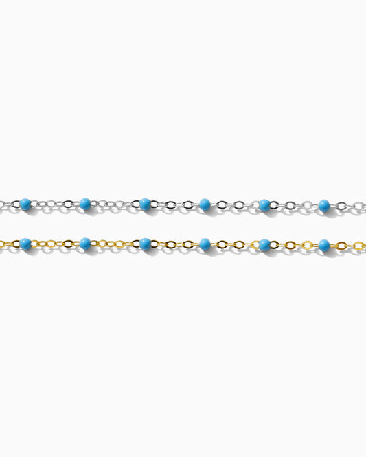 1.7mm Flat Cable Chain with Blue Dots, G74, S74