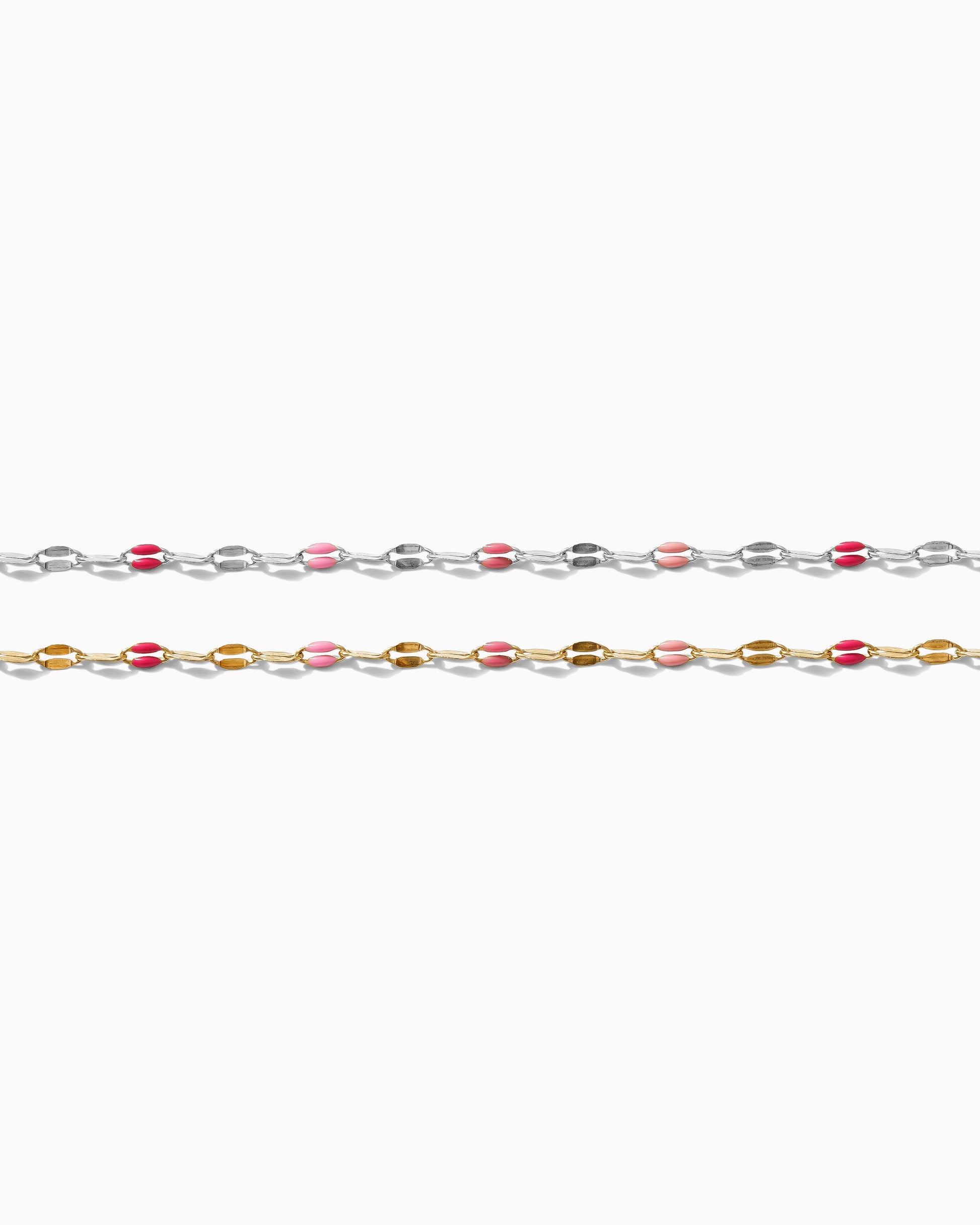 1.6mm Pink Enamel Dapped Chain, S84 G84