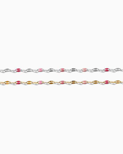1.6mm Pink Enamel Dapped Chain, S84 G84