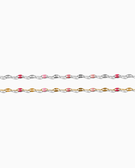 1.6mm Pink Enamel Dapped Chain, S84 G84