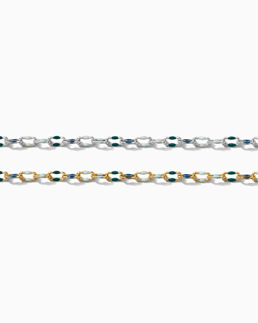 Blue Teal Turquoise Multi-Color Enamel Chain. G88, S88