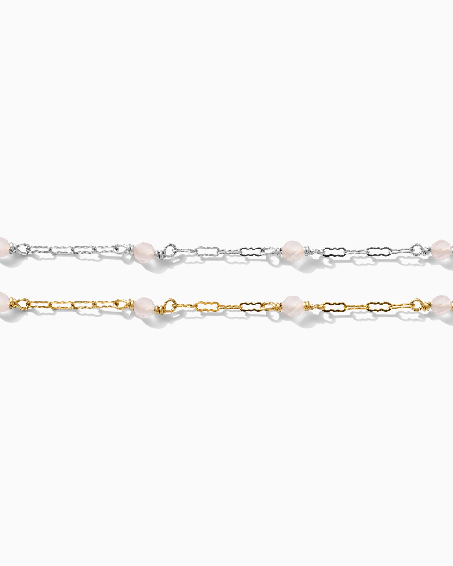 Genuine Rose Quartz with Krinkle Chain, S89, G89