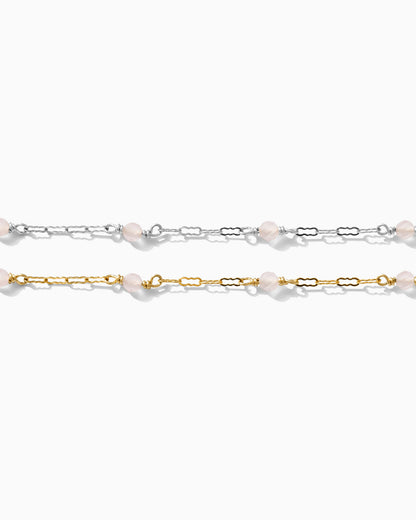 Genuine Rose Quartz with Krinkle Chain, S89, G89