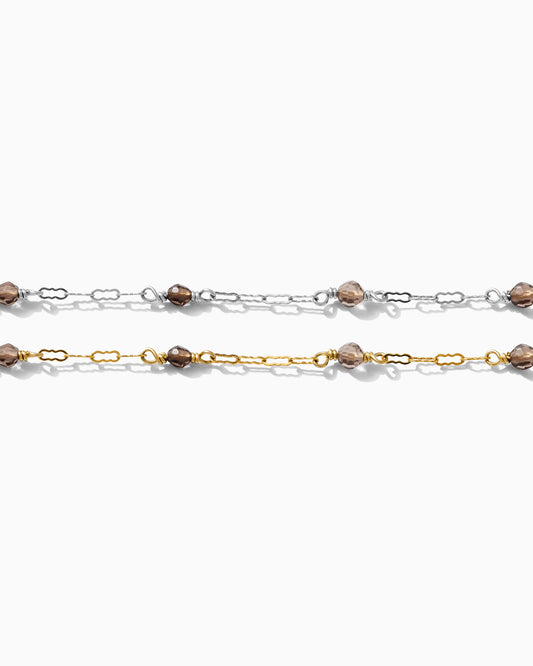 Smokey Quartz with Crinkle Chain, G92