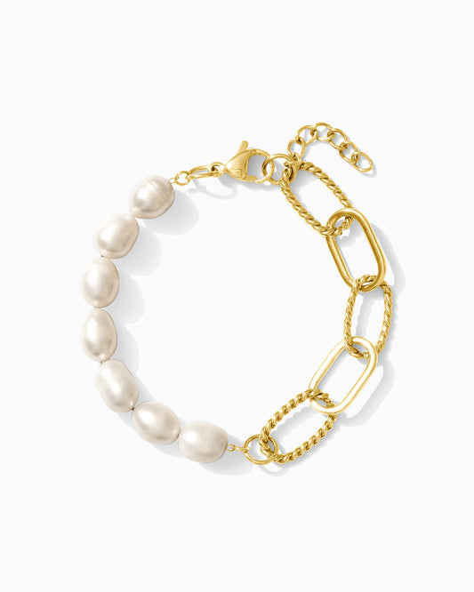 7.5" Pearl and Paperclip Bracelet, BR56