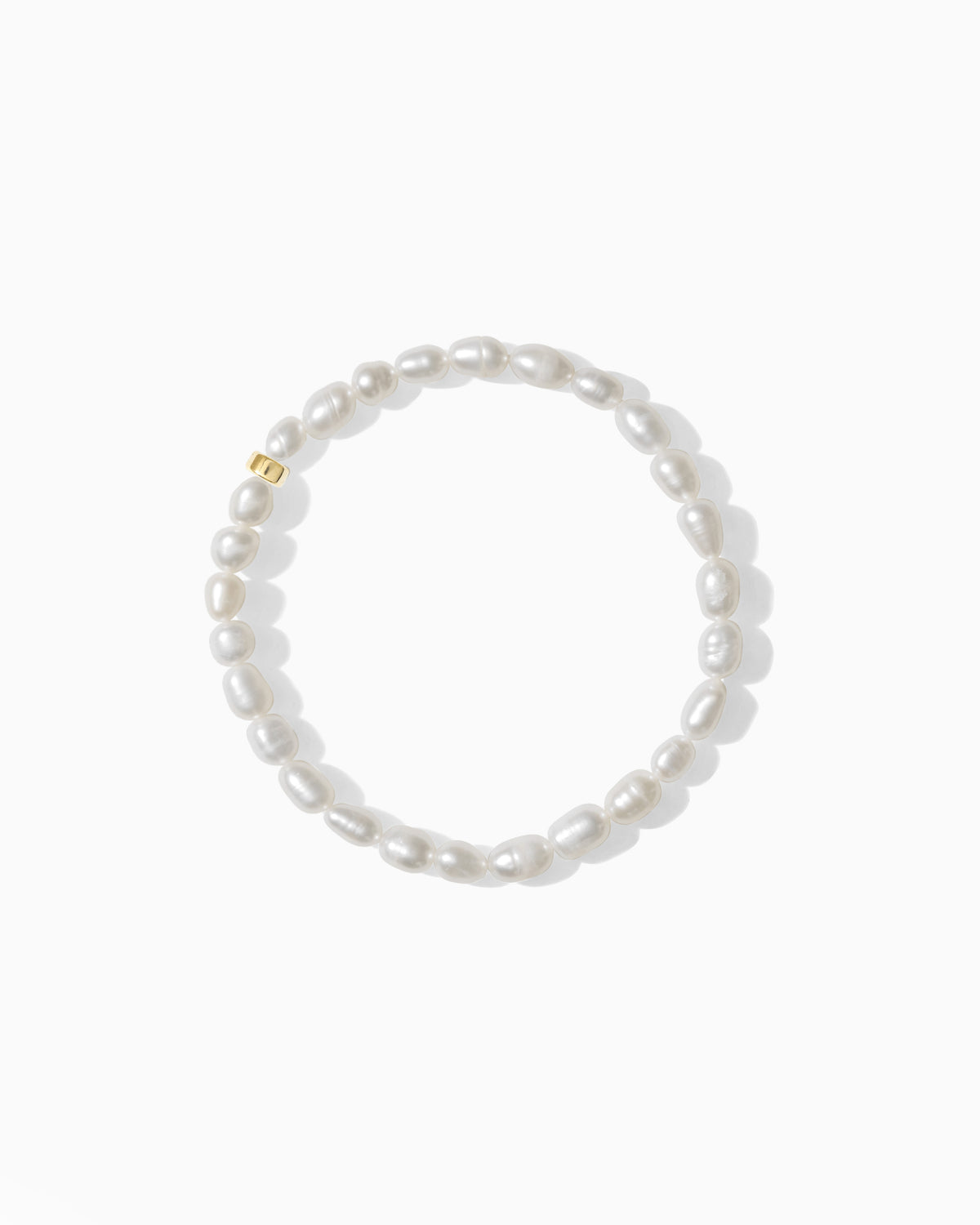 Pearl Stretch Bracelet w/ Gold Bead, BR69