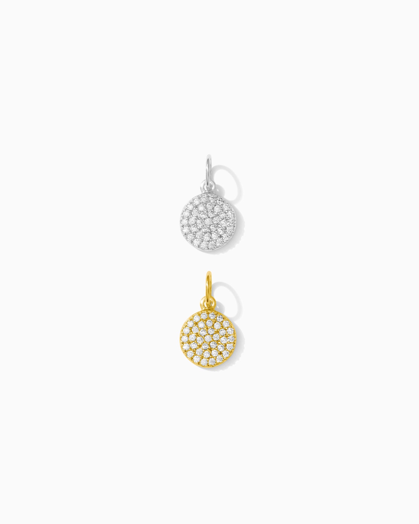 All White CZ Pave Disc Charm,  CH111