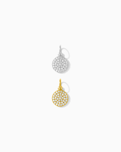 All White CZ Pave Disc Charm,  CH111
