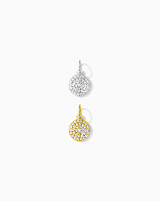 All White CZ Pave Disc Charm,  CH111