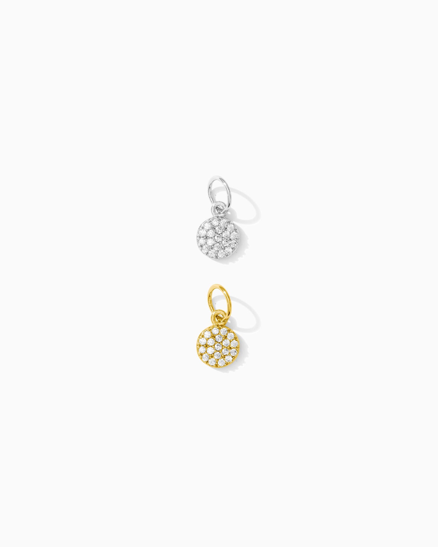 White CZ Pave Disc Charm, CH115