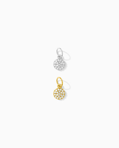 White CZ Pave Disc Charm, CH115