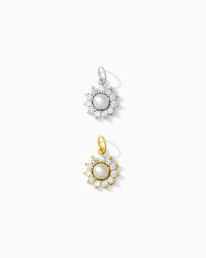 Freshwater White Pearl Potato Shape CZ Charm, CH122