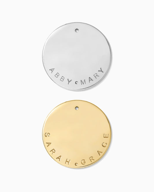 22mm Custom Circle Outer Text Charm, CH194
