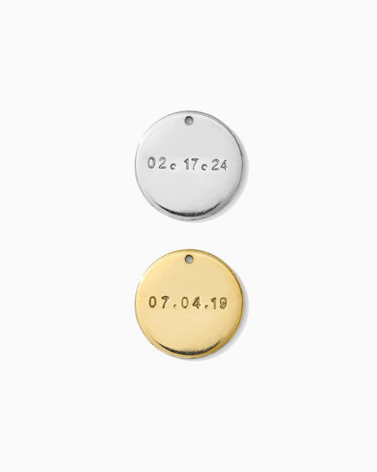 15.9mm Custom Date Circle Charm, CH199