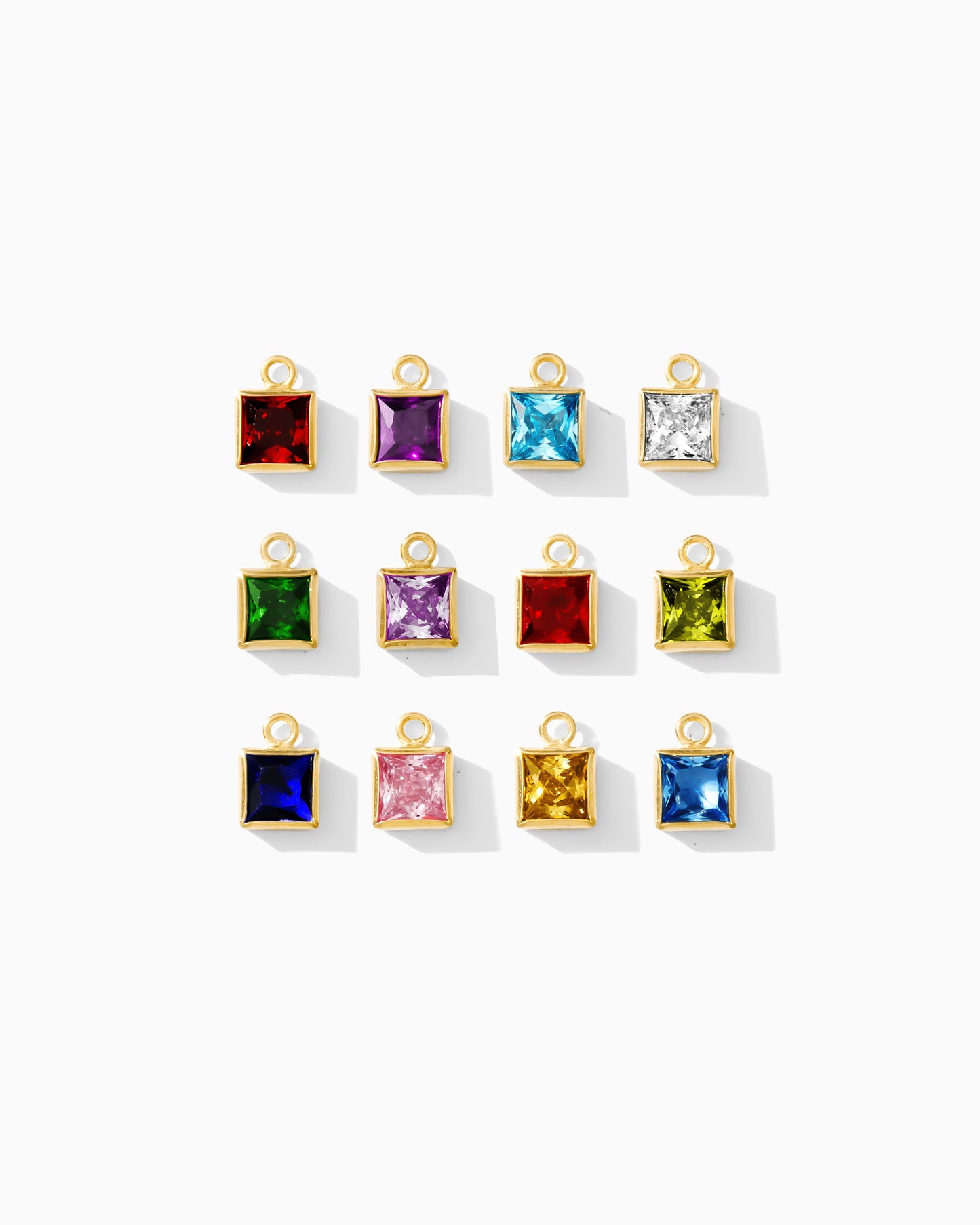 4mm Square Birthstone Charms, CH252