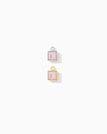 4mm Pink Opal Square Charm, CH256