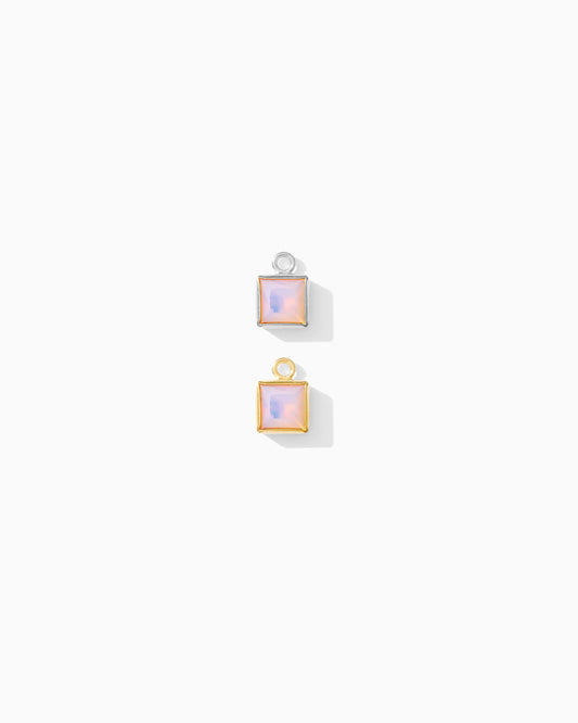 4mm Pink Opal Square Charm, CH256