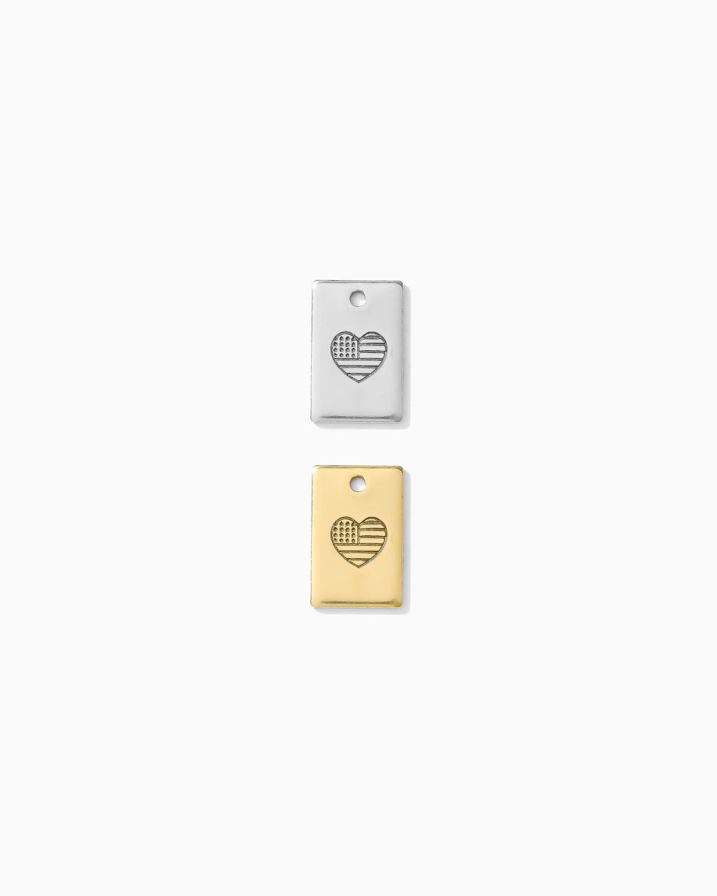 Flag Heart Stamp Rectangle Charm, CH266