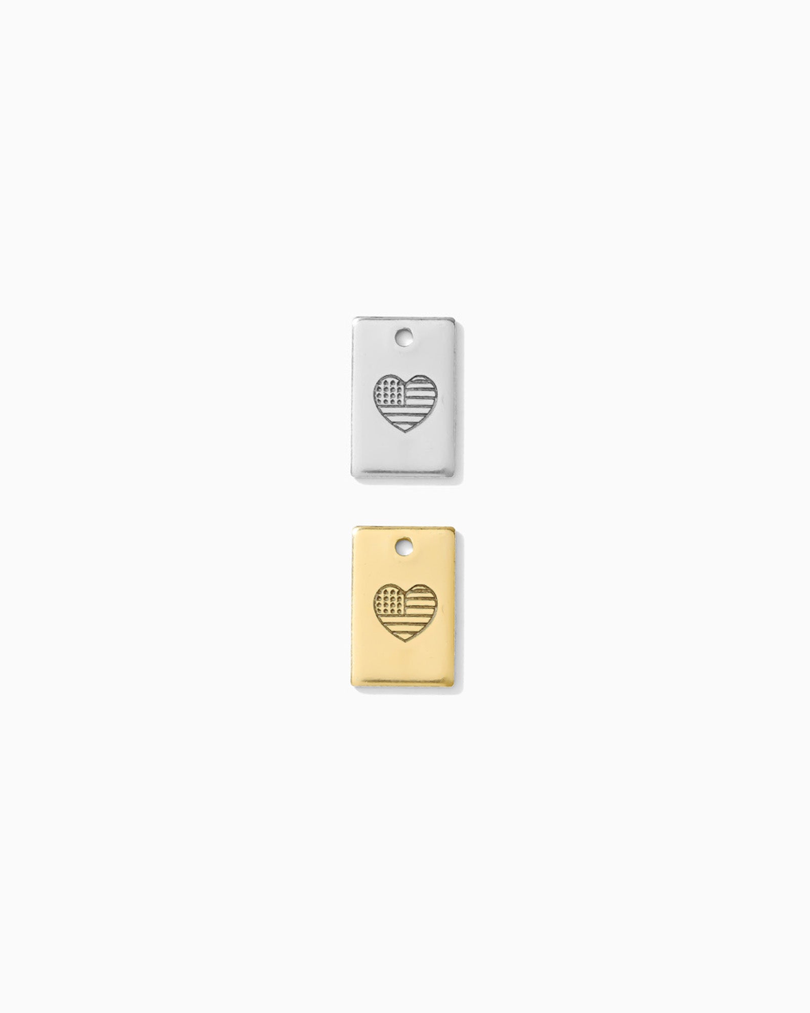 Flag Heart Stamp Rectangle Charm, CH266