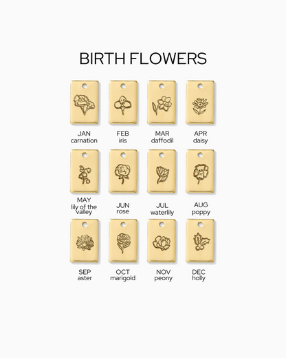 Rectangle Birth Flower Charm, CH266