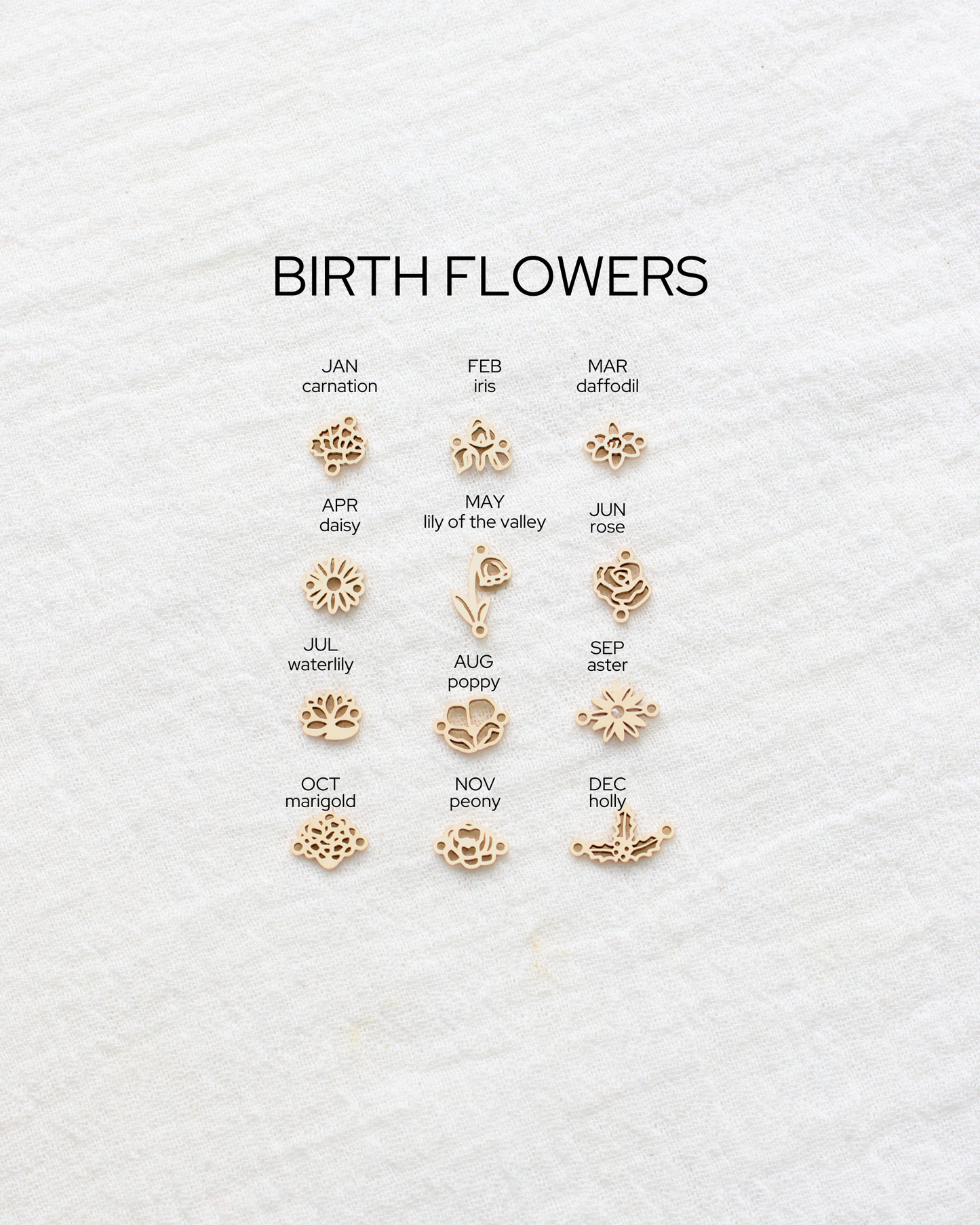 Birth Flower Connector, CN403-CN414
