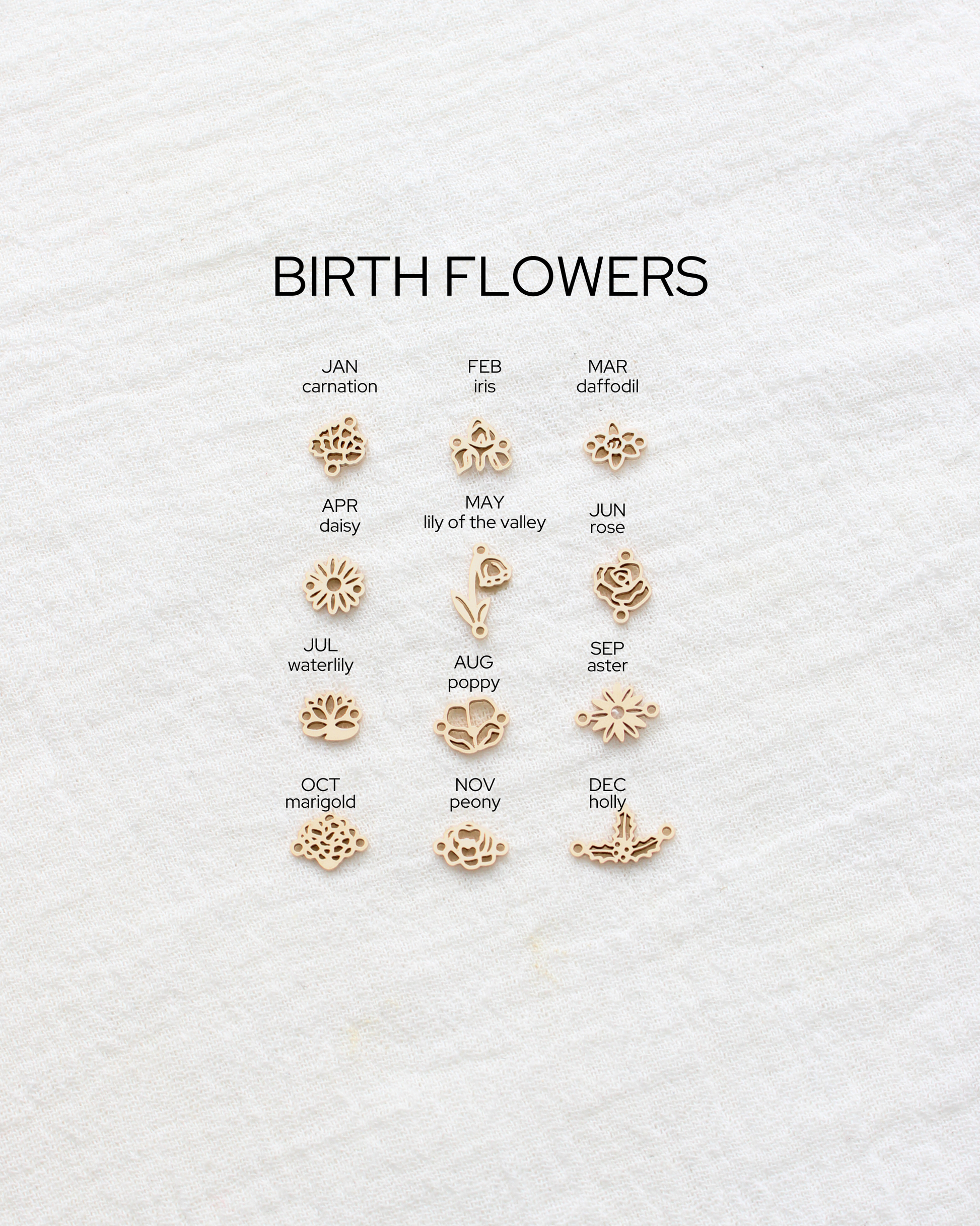 Birth Flower Connector, CN403-CN414