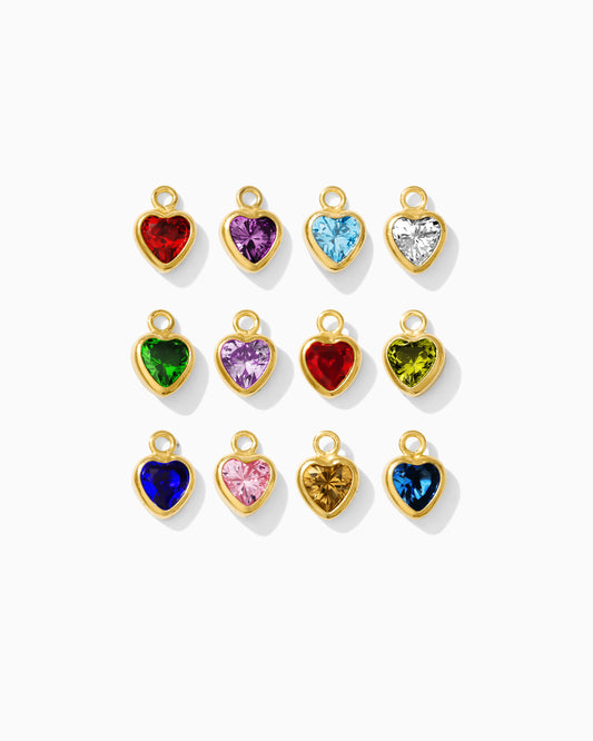 4mm Heart Shaped Birthstone Charm, CH272