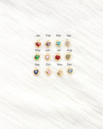 4mm Heart Shaped Birthstone Charm, CH272